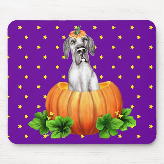 Great Dane Halloween Black UC Dane-O-Lantern Mouse Pad (Front)