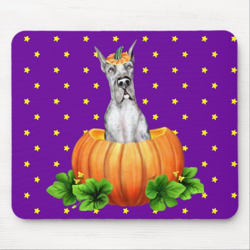 Great Dane Halloween Merle Dane_O_Lantern Mouse Pad