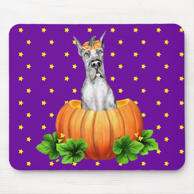Great Dane Halloween Merle Dane-O-Lantern Mouse Pad (Front)