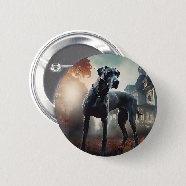 Great Dane Halloween Scary Button (Front & Back)