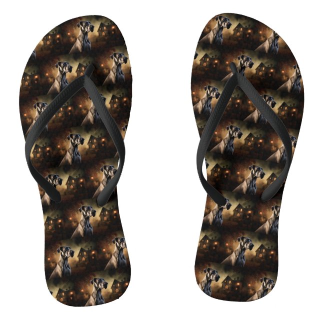 Great Dane Halloween Scary Flip Flops (Footbed)