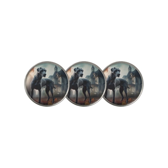 Great Dane Halloween Scary Golf Ball Marker (3 Up)
