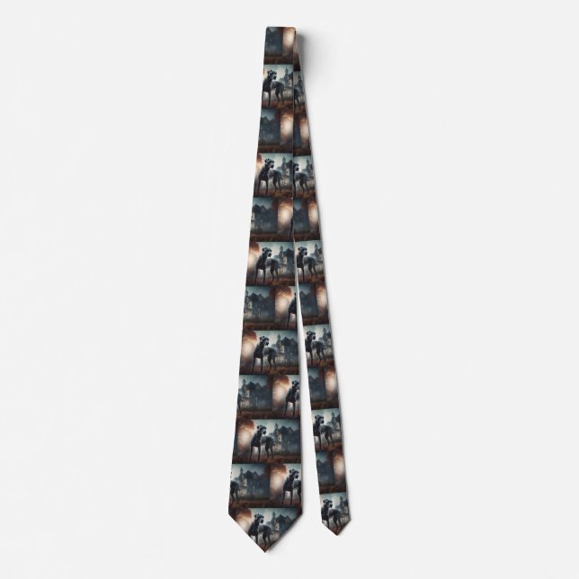 Great Dane Halloween Scary Neck Tie (Front)