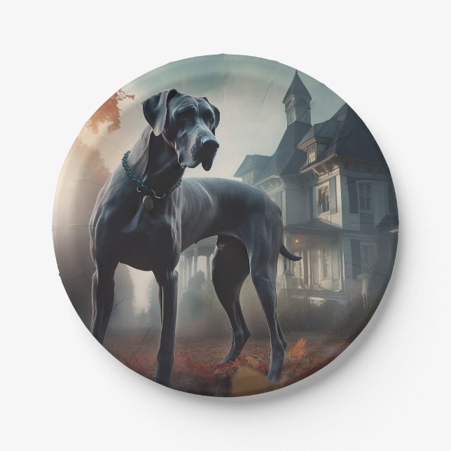 Great Dane Halloween Scary Paper Plates (Front)