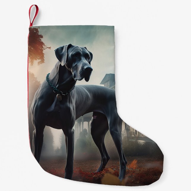 Great Dane Halloween Scary Small Christmas Stocking (Front)
