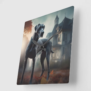 Great Dane Halloween Scary Square Wall Clock