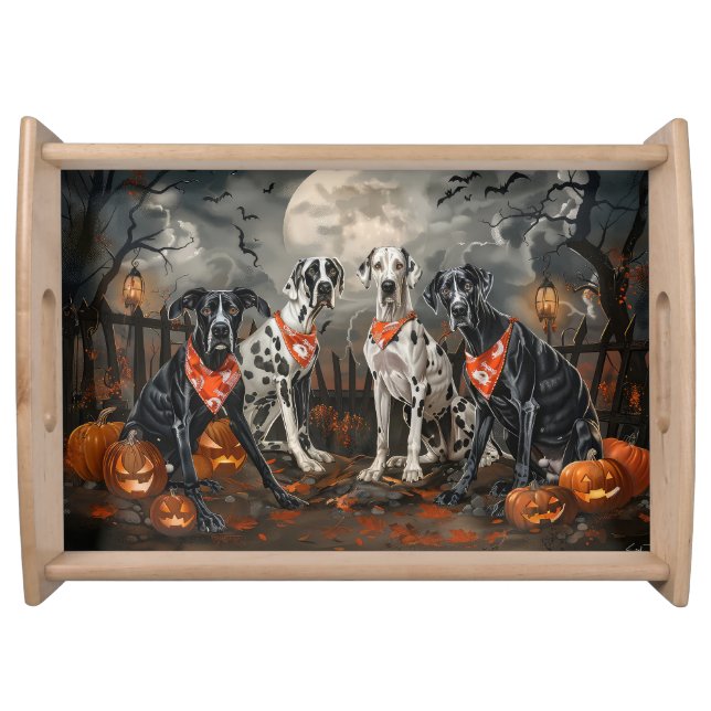 Great Dane Halloween Spooky Serving Tray (Front)