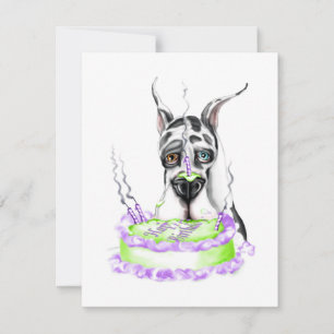 Great Dane Harlequin Birthday Cake Invitation