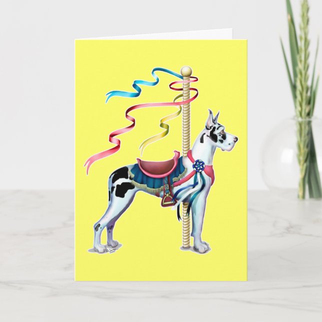 Great Dane Harlequin Carousel - Customized Card (Front)
