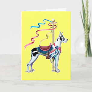 Great Dane Harlequin Carousel - Customized Card