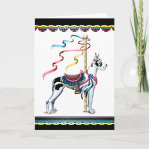 Great Dane Harlequin Carousel - Customized Card