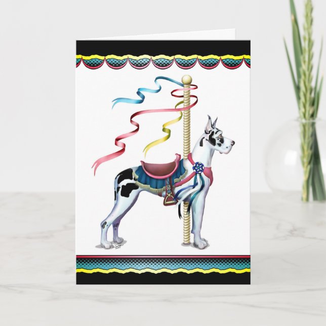 Great Dane Harlequin Carousel - Customized Card (Front)