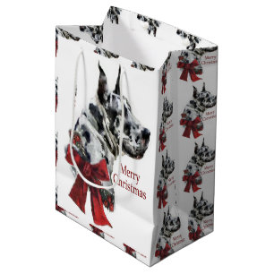 Great Dane (Harlequin) Christmas Medium Gift Bag
