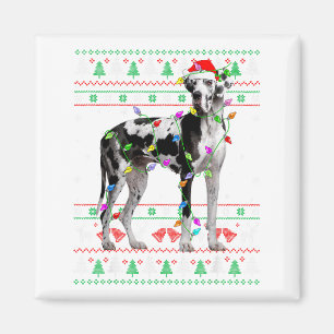 Great Dane Harlequin Dog Christmas Ugly Sweater Li Magnet