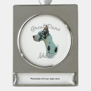Great Dane (harlequin) Mom 2 Silver Plated Banner Ornament
