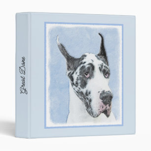 Great Dane (Harlequin) Painting - Original Dog Art 3 Ring Binder