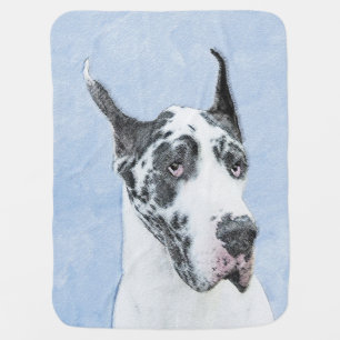 Great Dane (Harlequin) Painting - Original Dog Art Baby Blanket