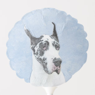 Great Dane (Harlequin) Painting - Original Dog Art Balloon