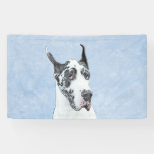 Great Dane (Harlequin) Painting - Original Dog Art Banner