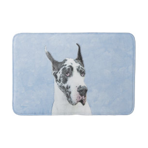Great Dane (Harlequin) Painting - Original Dog Art Bath Mat