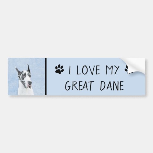 Great Dane Harlequin Painting _ Original Dog Art Bumper Sticker