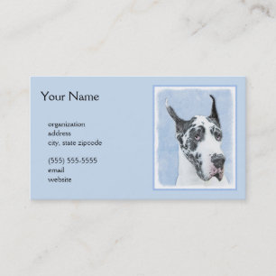 Great Dane (Harlequin) Painting - Original Dog Art Business Card