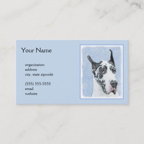 Great Dane Harlequin Painting _ Original Dog Art Business Card