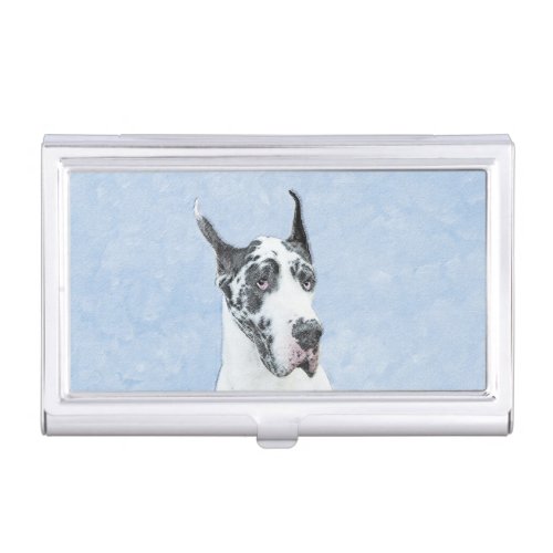 Great Dane Harlequin Painting _ Original Dog Art Business Card Case