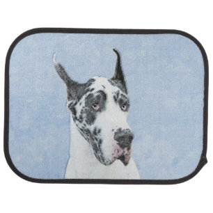 Great Dane (Harlequin) Painting - Original Dog Art Car Mat