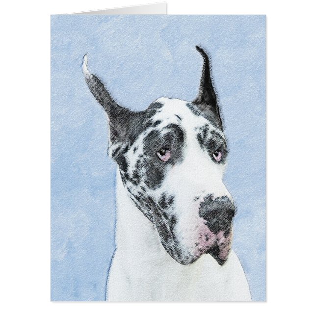 Great Dane (Harlequin) Painting - Original Dog Art Card (Front)