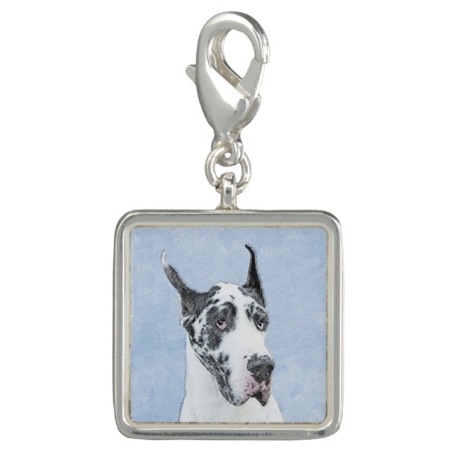 Great Dane (Harlequin) Painting - Original Dog Art Charm (Front)