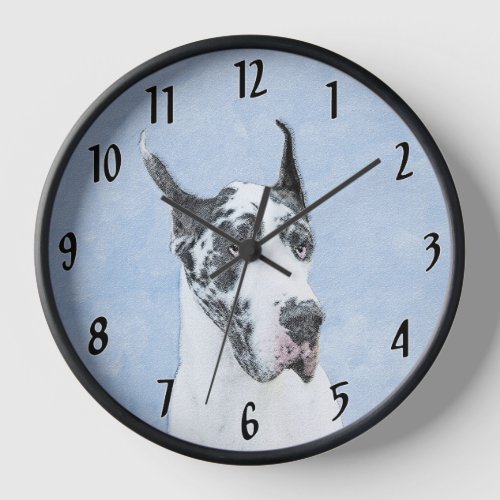Great Dane Harlequin Painting _ Original Dog Art Clock