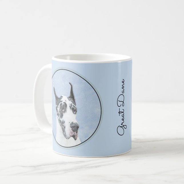 Great Dane (Harlequin) Painting - Original Dog Art Coffee Mug (Front Left)