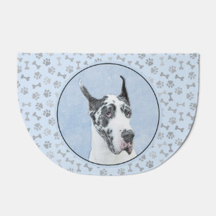 Great Dane (Harlequin) Painting - Original Dog Art Doormat