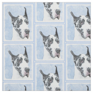 Great Dane (Harlequin) Painting - Original Dog Art Fabric