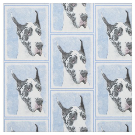 Great Dane (Harlequin) Painting - Original Dog Art Fabric