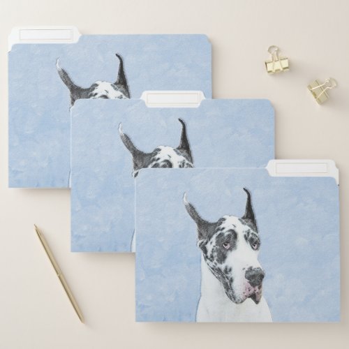 Great Dane Harlequin Painting _ Original Dog Art File Folder