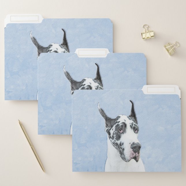 Great Dane (Harlequin) Painting - Original Dog Art File Folder (Set)