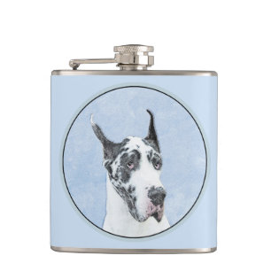 Great Dane (Harlequin) Painting - Original Dog Art Flask