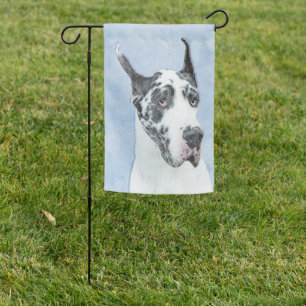 Great Dane (Harlequin) Painting - Original Dog Art Garden Flag