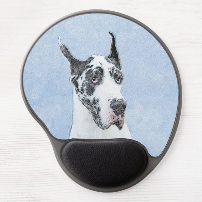 Great Dane (Harlequin) Painting - Original Dog Art Gel Mouse Pad (Front)