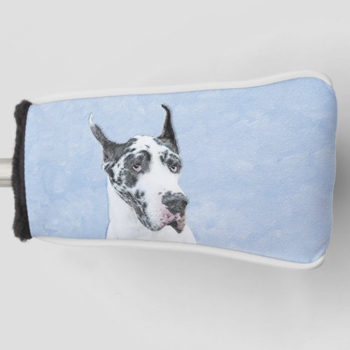 Great Dane Harlequin Painting _ Original Dog Art Golf Head Cover