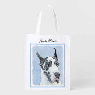 Great Dane (Harlequin) Painting - Original Dog Art Grocery Bag