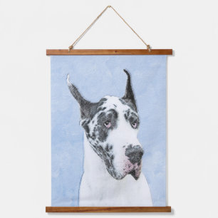 Great Dane (Harlequin) Painting - Original Dog Art Hanging Tapestry