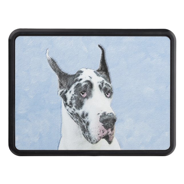 Great Dane (Harlequin) Painting - Original Dog Art Hitch Cover (Front)