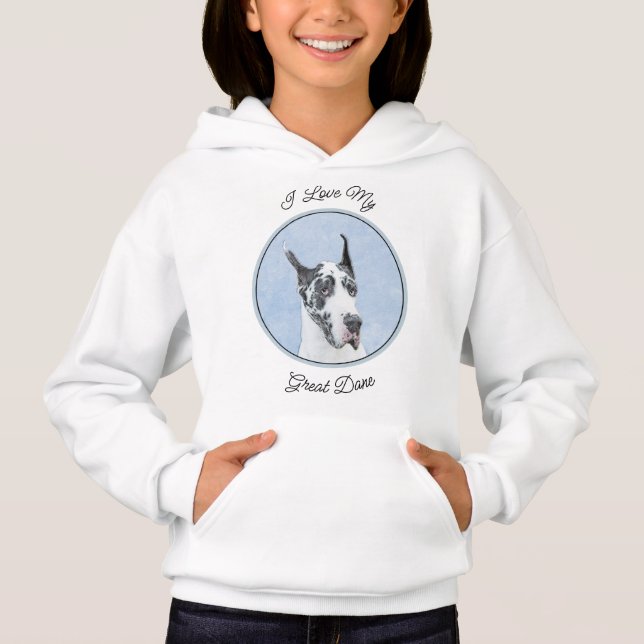 Great Dane (Harlequin) Painting - Original Dog Art Hoodie (Front)