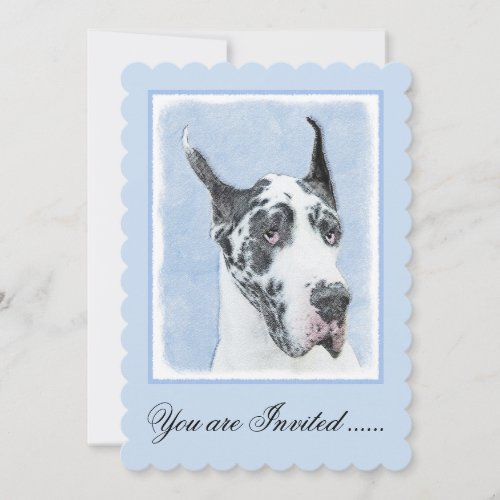 Great Dane Harlequin Painting _ Original Dog Art Invitation