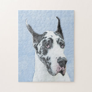 Great Dane (Harlequin) Painting - Original Dog Art Jigsaw Puzzle