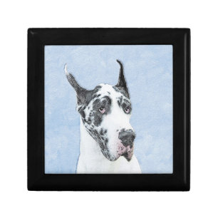 Great Dane (Harlequin) Painting - Original Dog Art Keepsake Box