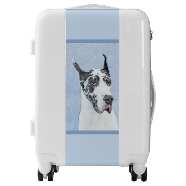 Great Dane (Harlequin) Painting - Original Dog Art Luggage (Front)